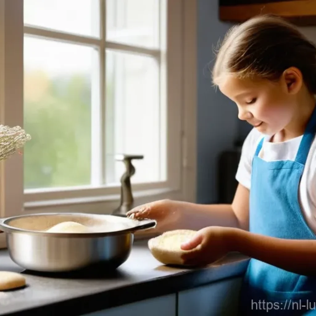 아동 요리를 통한 과학 개념 이해 - **Prompt:** A heartwarming and bright scene in a cozy, traditionally styled Dutch kitchen. Two child...