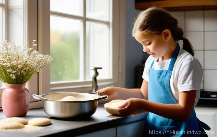 아동 요리를 통한 과학 개념 이해 - **Prompt:** A heartwarming and bright scene in a cozy, traditionally styled Dutch kitchen. Two child...