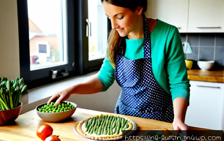 Home 17 아이와 함께하는 제철 요리 만들기 - Photorealistic Dutch family kitchen scene, a parent and a school-age child wearing colorful aprons p...